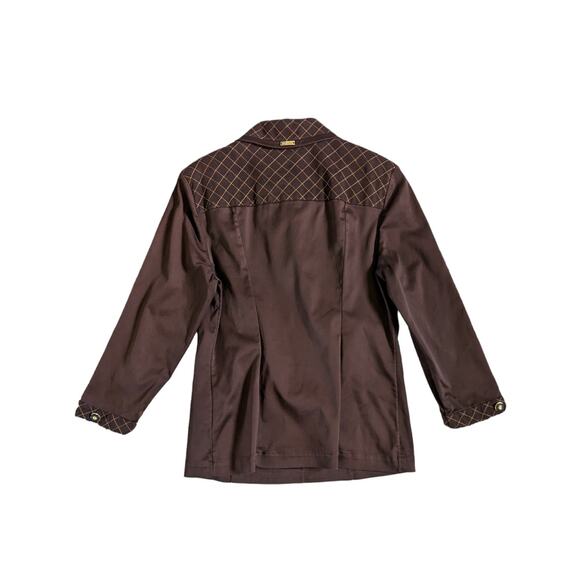 Vintage 1990s St John Sport Chocolate Brown Quilted Suit Set Blazer Trousers 90s - Picture 3 of 14